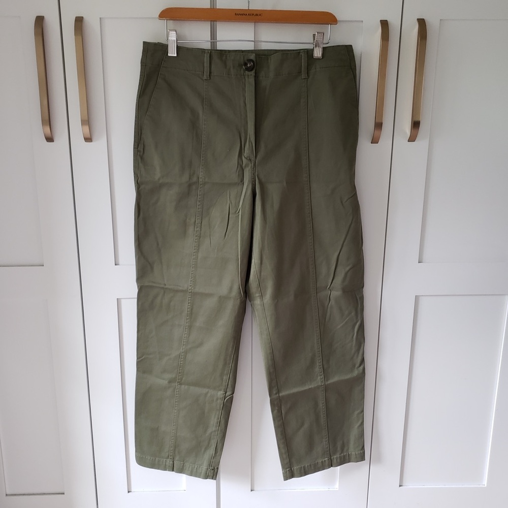 Ann Taylor Weekend Pants Womens 12 Olive Green Straight Casual Chinos